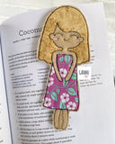 Girl applique bookmark ITH Embroidery design 5x7