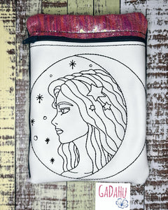 Moon Girl zipper bag Machine Embroidery Design 5X7