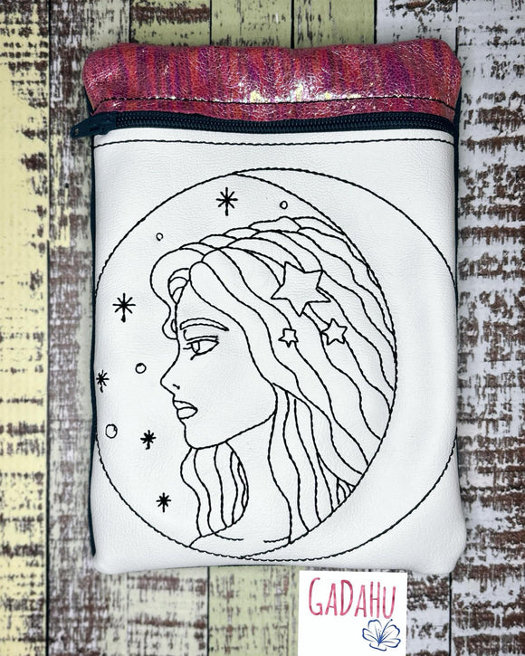 Moon Girl zipper bag Machine Embroidery Design 5X7