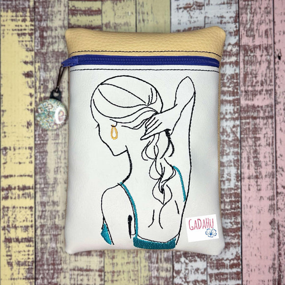 Girl zipper bag Machine Embroidery Design 5X7