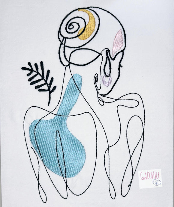 Woman Machine Embroidery Design 5x7 6x10 Instant Digital