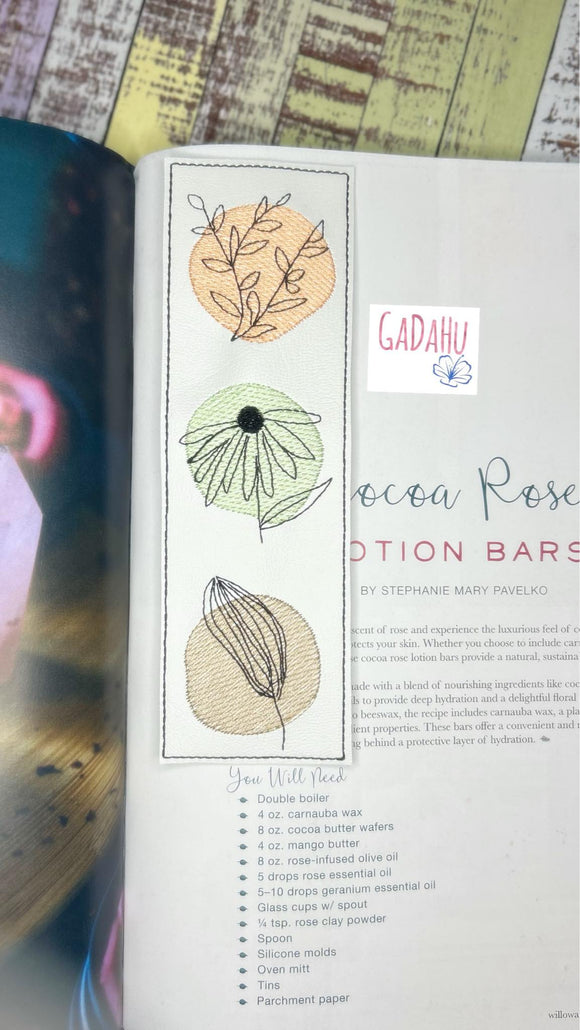 Flowers bookmark ITH Embroidery design 5x7
