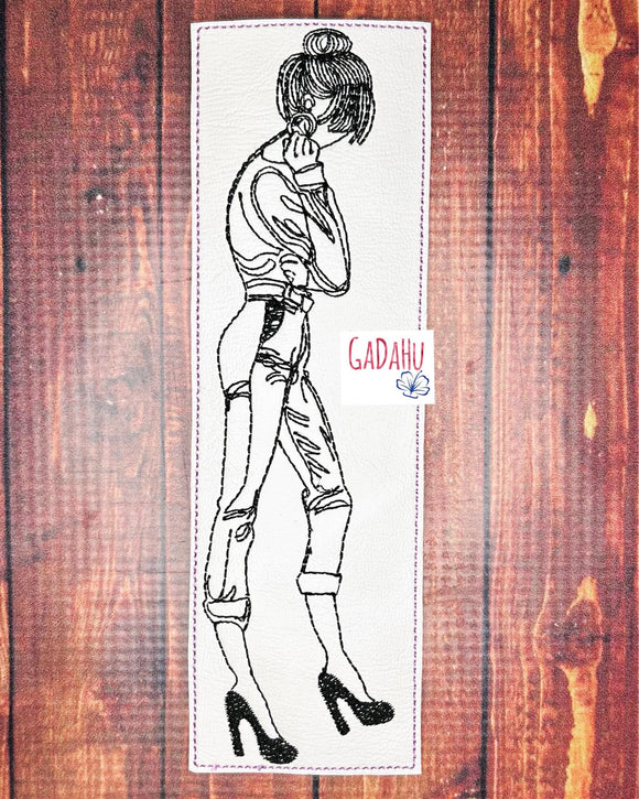 Girl with High Heels bookmark ITH Embroidery design 5x7