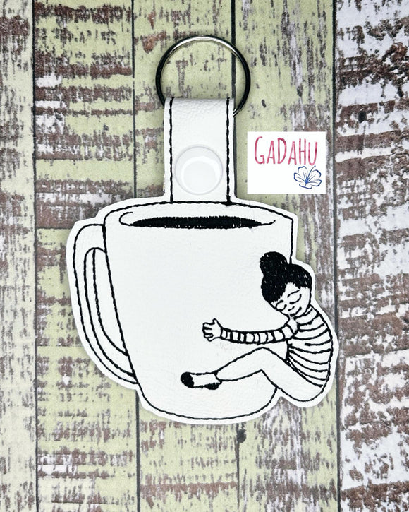 I love Coffee/ Coffee Girl Key Fob Snap Tab Embroidery Design