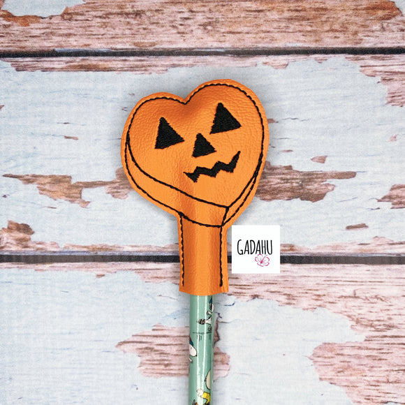 Pumpkin Heart Pencil Topper ITH Embroidery design