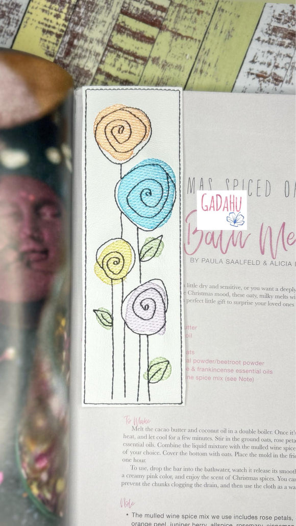 Flowers bookmark ITH Embroidery design 5x7