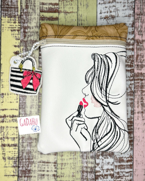 Lipstick zipper bag Machine Embroidery Design 5X7