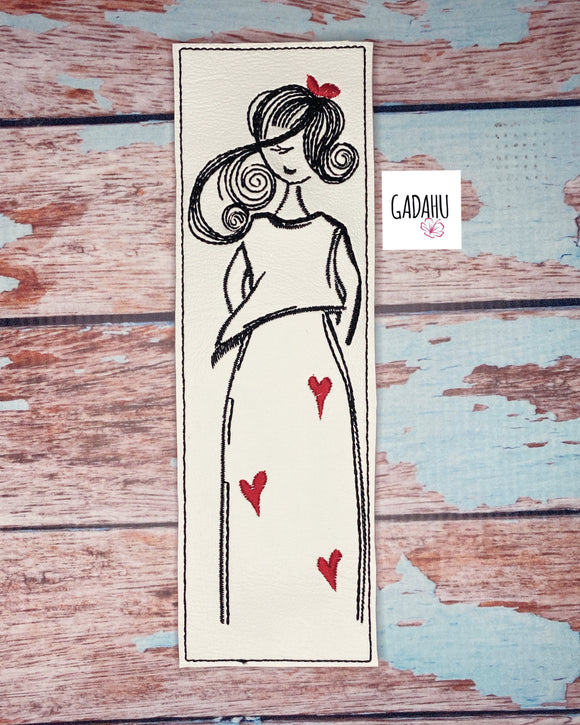 Girl Hearts bookmark ITH Embroidery design 5x7