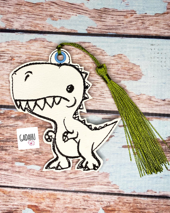 Dinosaur bookmark charm ITH Embroidery design 4x4