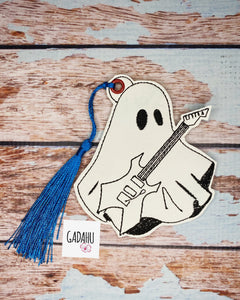 Ghost Guitar bookmark charm ITH Embroidery design 4x4