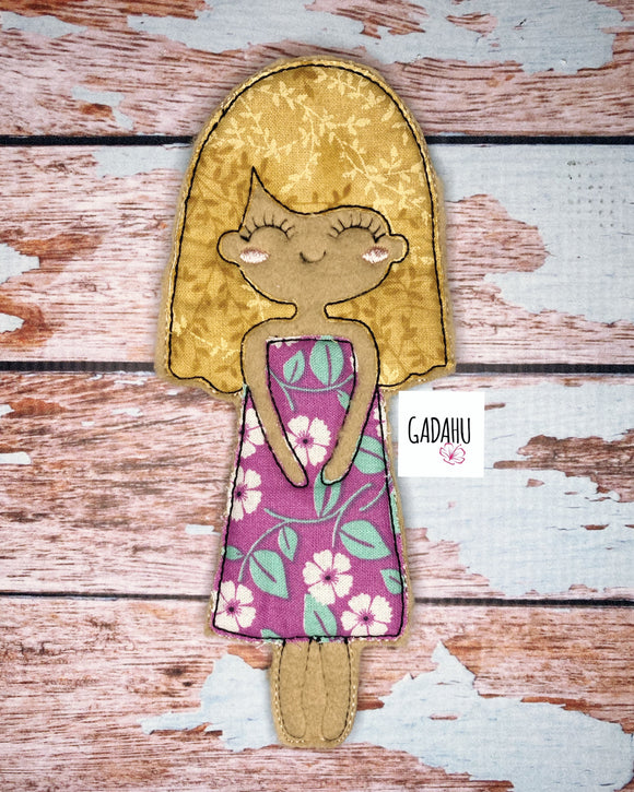 Girl applique bookmark ITH Embroidery design 5x7