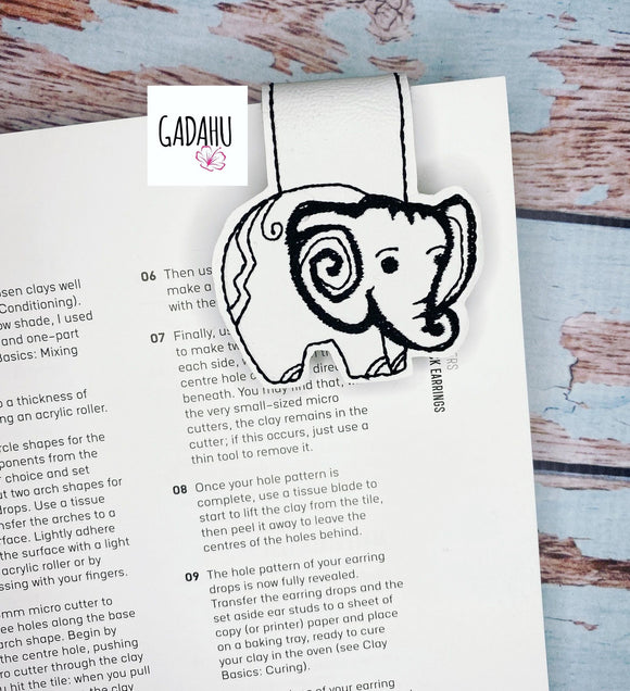Elephant magnetic bookmark ITH Embroidery design