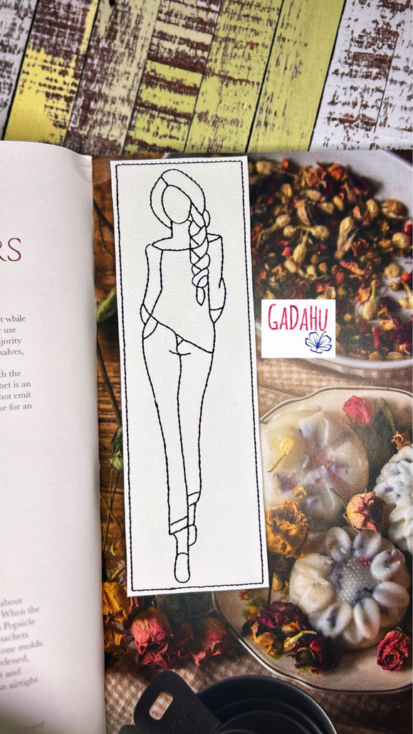 Girl Braid bookmark ITH Embroidery design 5x7