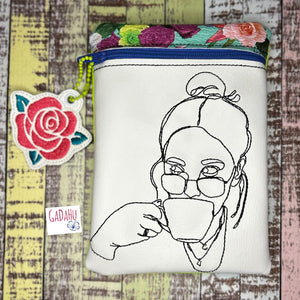 My Coffee zipper bag Machine Embroidery Design 5X7