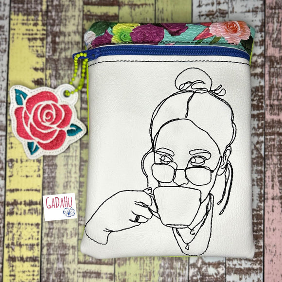 My Coffee zipper bag Machine Embroidery Design 5X7