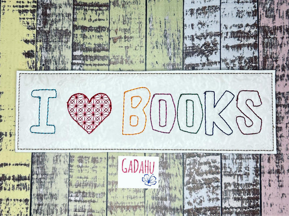 I love books bookmark ITH Embroidery design 5x7