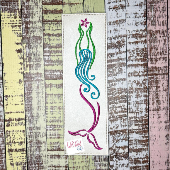 Mermaid with flower bookmark ITH Embroidery design 5x7