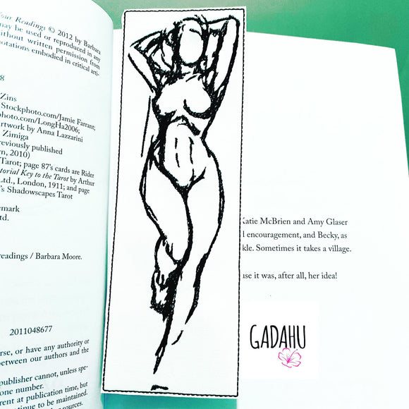 Nude Woman bookmark ITH Embroidery design 5x7