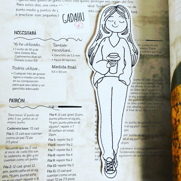 Coffee Girl bookmark ITH Embroidery design