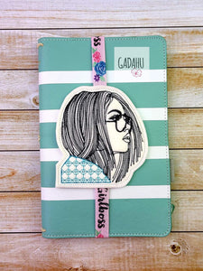 Short hair Planner Bookmark ITH Embroidery design 4x4