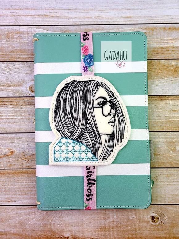 Short hair Planner Bookmark ITH Embroidery design 4x4