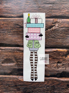 Christmas girl bookmark ITH Embroidery design