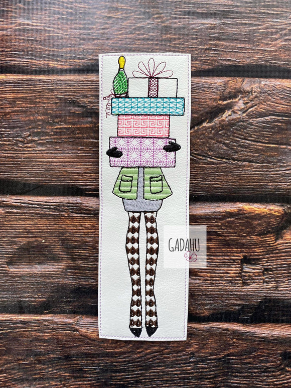 Christmas girl bookmark ITH Embroidery design