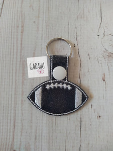 Football Snap tab Key Fob ITH Embroidery Design file