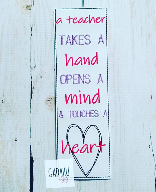Teacher bookmark ITH Embroidery design