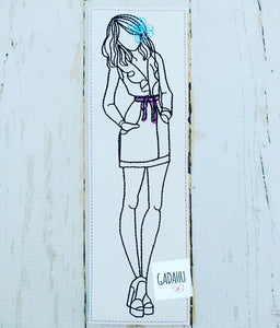 Girl with flower bookmark ITH Embroidery design