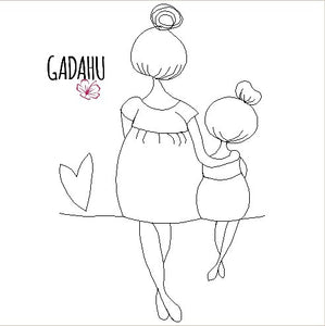 Mother and Daughter Machine Embroidery Design Digital file. Two Sizes 4x4/5x7