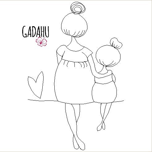Mother and Daughter Machine Embroidery Design Digital file. Two Sizes 4x4/5x7