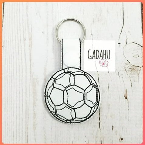 Soccer ball Snap tab Key Fob ITH Embroidery Design file
