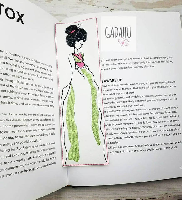 Geisha bookmark ITH Embroidery design