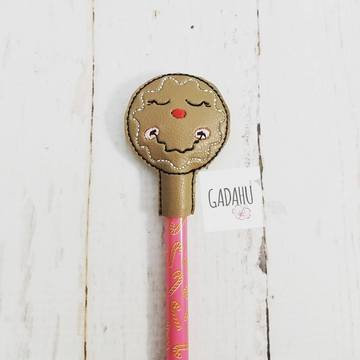 Gingerbread Girl Pencil Topper ITH Embroidery design