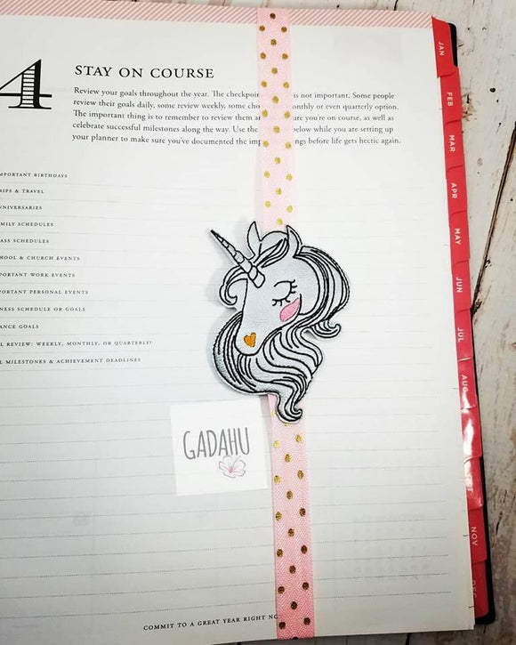 Unicorn Planner Bookmark ITH Embroidery design 4x4