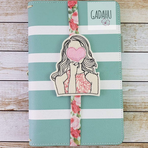 Girl in love Planner Bookmark ITH Embroidery design 4x4