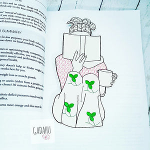 Girl reading bookmark ITH Embroidery design 4X4/ 5x7